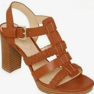 New Liz Claiborne Womens Palm Heeled Sandals in Cognac, new without tags